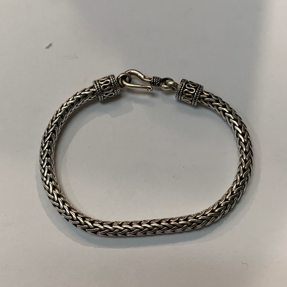 Sterling Silver Rounded Braided Bracelet - Picture 1 of 4